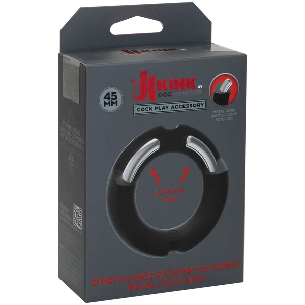 Doc Johnson KINK Silicone-Covered Metal Cock Ring - 45mm