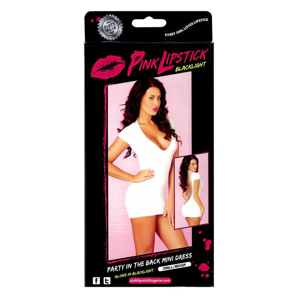 Pink Lipstick Party In The Back Mini Dress - White - S/M