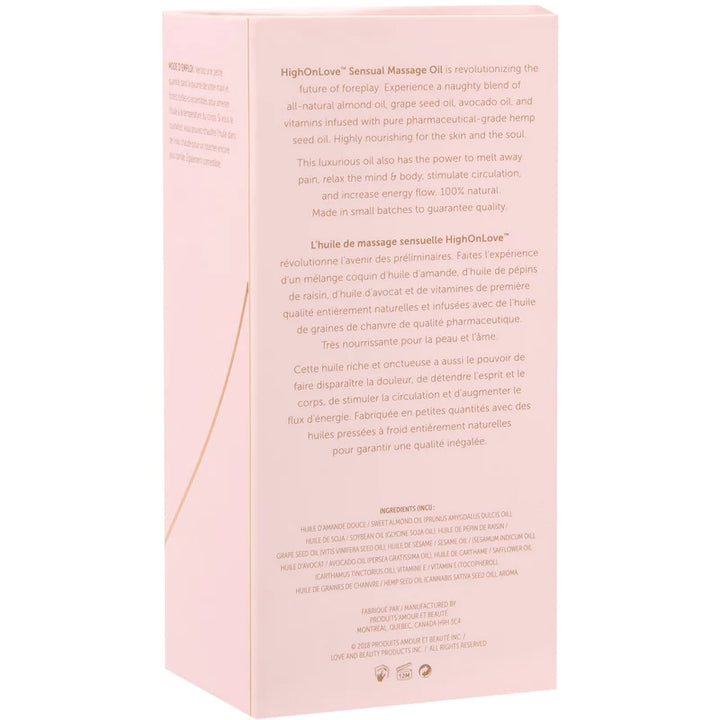High On Love Sensual Massage Oil - Strawberries & Champagne - Boutique Toi Et Moi