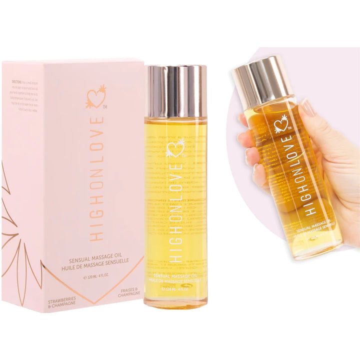 High On Love Sensual Massage Oil - Strawberries & Champagne - Boutique Toi Et Moi