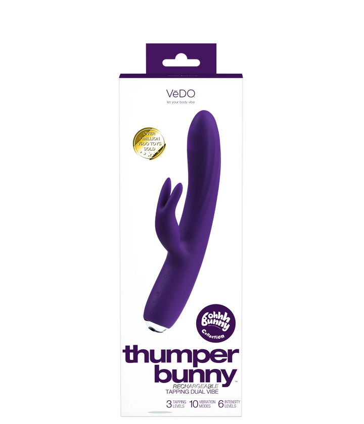 THUMPER BUNNY-RECHARGEABLE TRIPLE MOTOR TAPPING VIBRATOR- Pink - Vedo