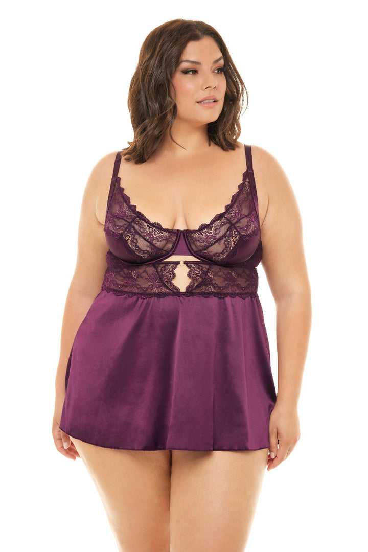 Curve Donna Satin & Lace Chemise - Boutique Toi Et Moi