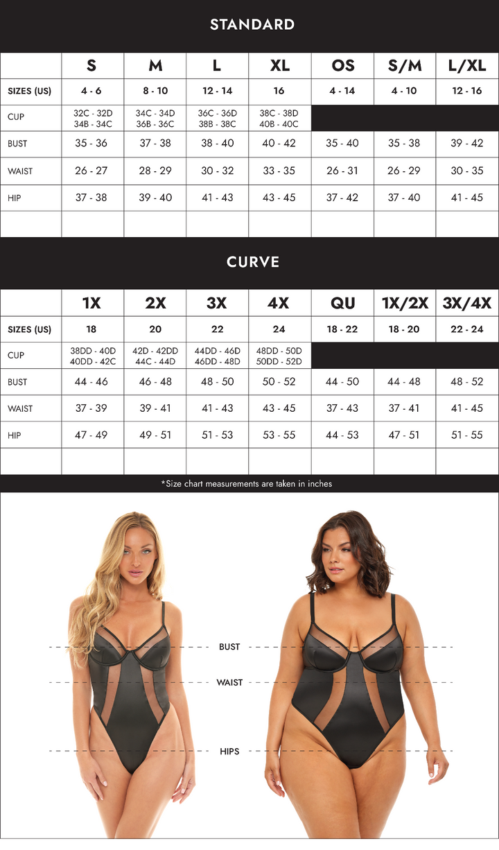 lingerie size chart