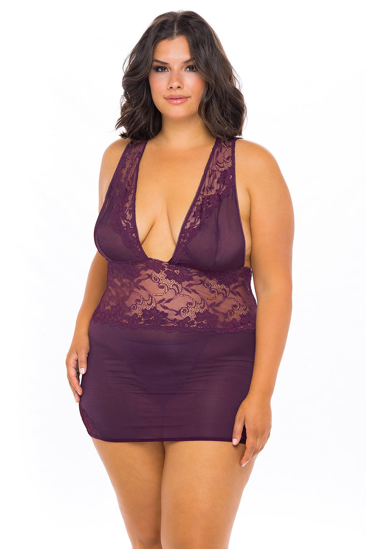 Curve Mirabelle Lace and Mesh Babydoll - Boutique Toi Et Moi