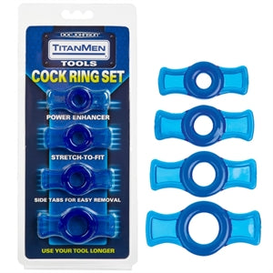 TITANMEN TOOLS COCK RING SET BLUE