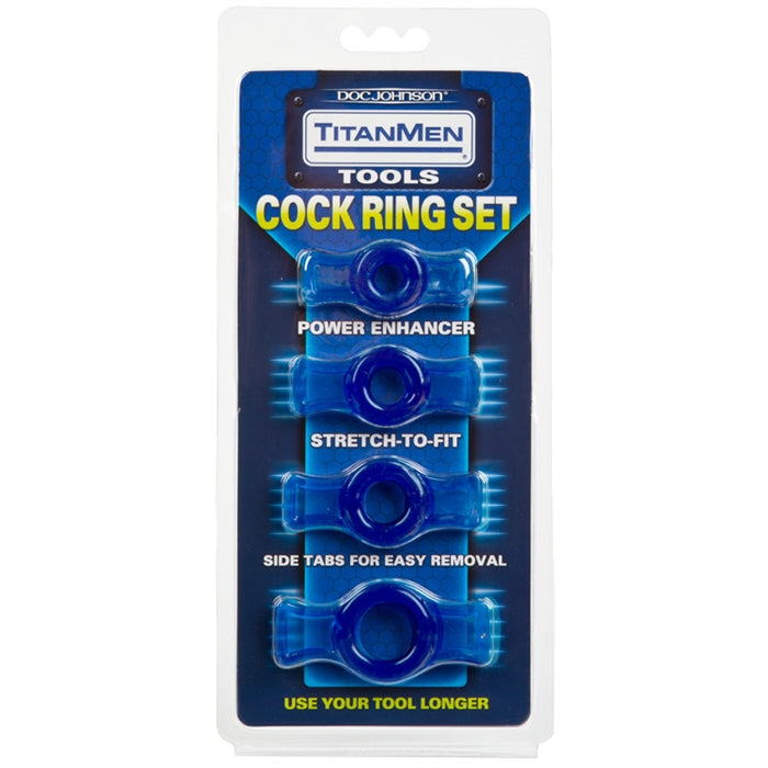 TITANMEN TOOLS COCK RING SET BLUE