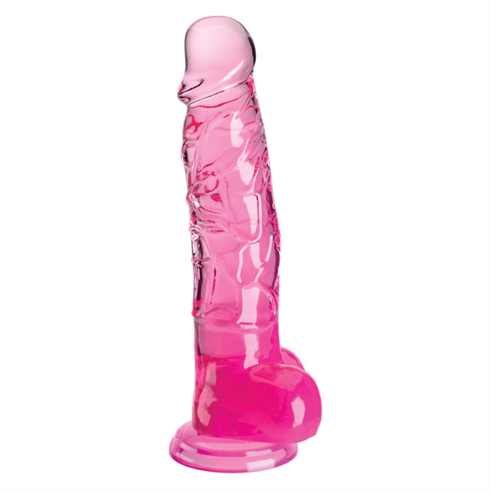 King Cock Clear 8" With Balls - Pink
