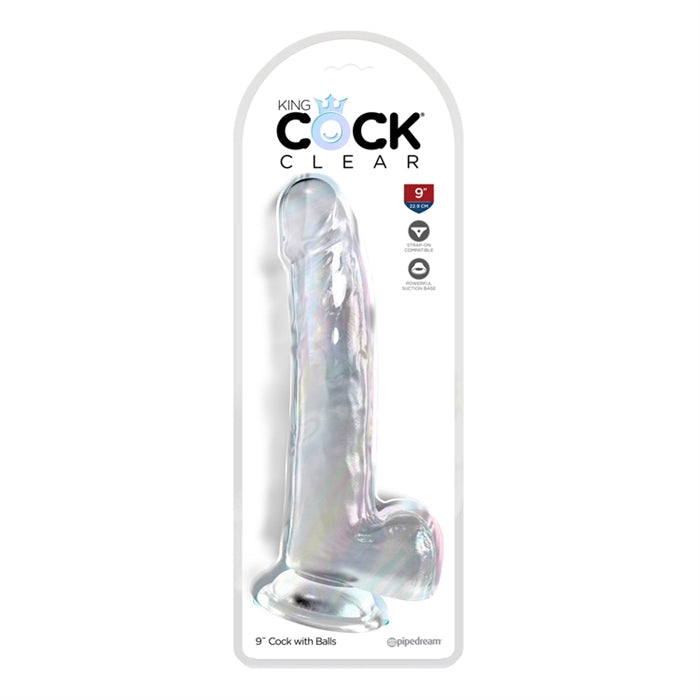 King Cock Clear 9" With Balls - Clear