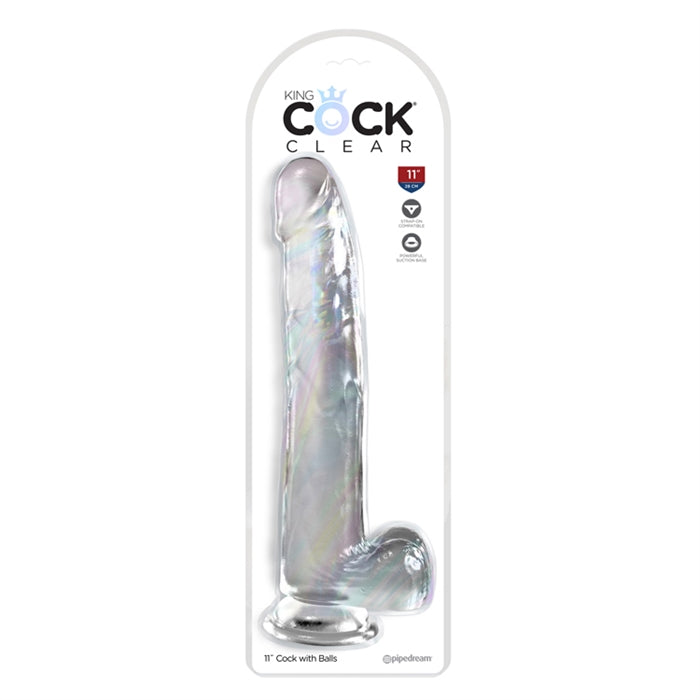 King Cock Clear 11" With Balls - Clear