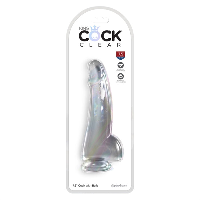 King Cock Clear 7.5" With Balls - Clear
