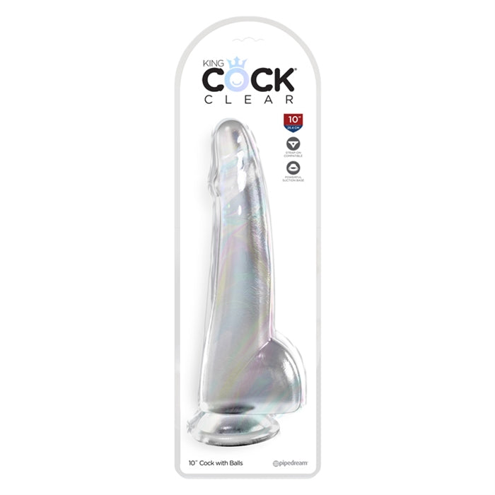 King Cock Clear 10" With Balls - Clear