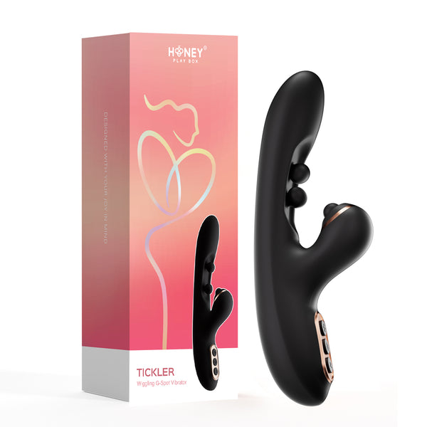 Tickler- Wiggling G-Spot Vibrator & Tapping Clitoral Stimulator - Black - Honey Play Box