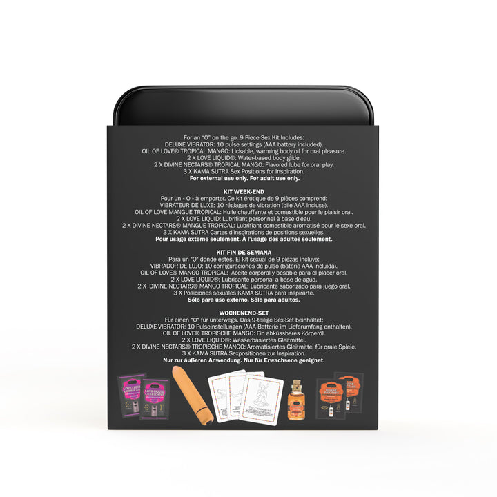 WEEKENDER KIT VIBE Tropical Mango Includes: Oil of Love, Reusable 10 speed mini vibe, Massage Oil, Love Liquid and Erotic Playcards