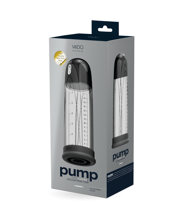 Pump- Rechargeable Vacuum Penis Pump - Just Black - Vedo