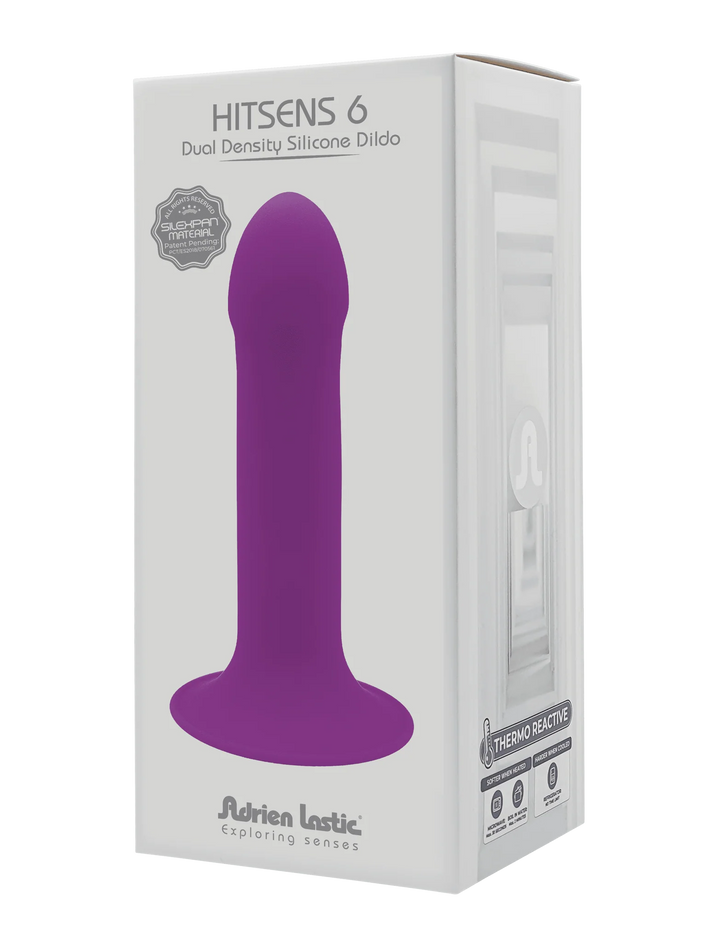 Hitsens 6 , 5 inch Purple , Dual density silicone dildo with Silex , Adrien Lastic