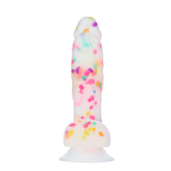 Pure Love® - Party Time Silicone Dildo With Suction Base – 7.5 In. – Frosted Confetti