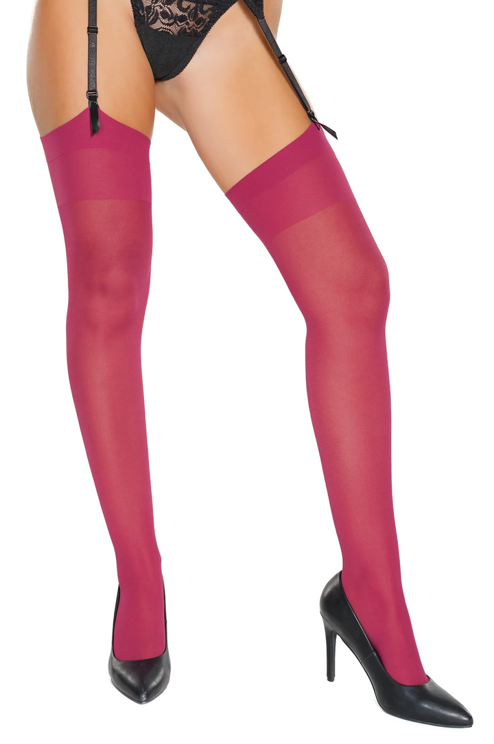 Thigh high sheer stockings Raspberry Sheer Nylon - Boutique Toi Et Moi