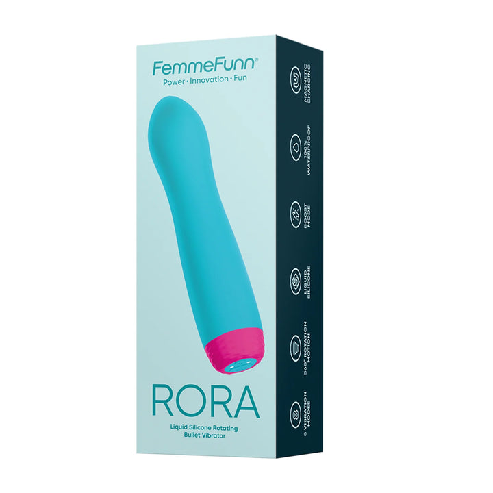 RORA- TURQUOISE - 360% ROTATING & VIBRATING LIQUID SILICONE- FEMMEFUNN