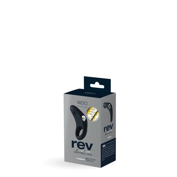 Rev Rechargeable C-Ring With Targeted Pleasure Point -Black- Vedo