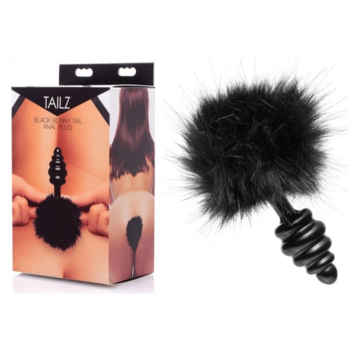 Black bunny tail anal plug by Tailz