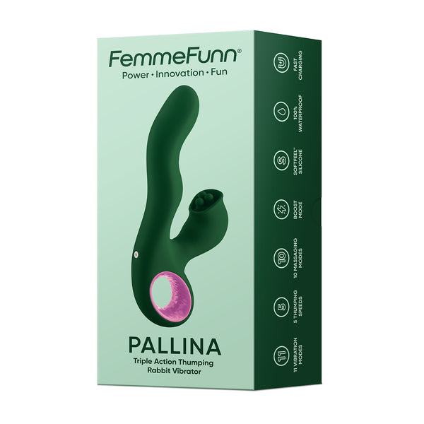 Pallina - Triple Action Rabbit Vibrator - Dark Green - Femmefunn