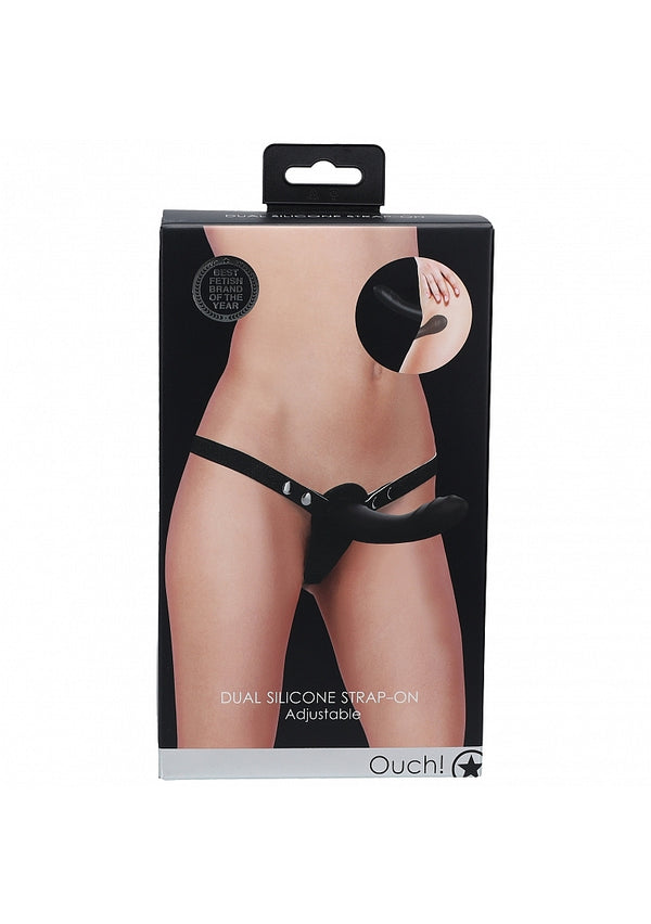 Dual Silicone Strap-On Adjustable - Black - Black-Shots- Ouch