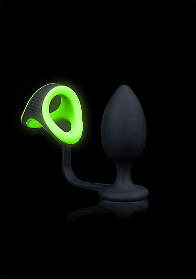 Butt Plug with Cock Ring & Ball Strap - Glow in the dark-OUCH