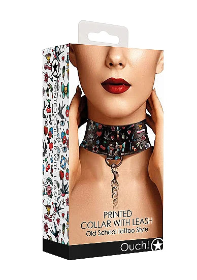Printed Collar with Leash - Boutique Toi Et Moi
