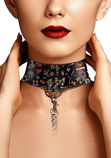 Printed Collar with Leash - Boutique Toi Et Moi