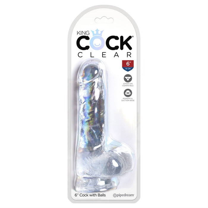 King Cock Clear 6" Cock with Balls - Boutique Toi Et Moi