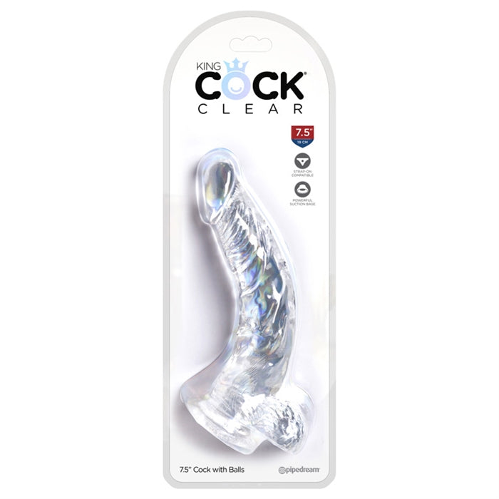 King Cock Clear 7.5" Cock with Balls - Boutique Toi Et Moi