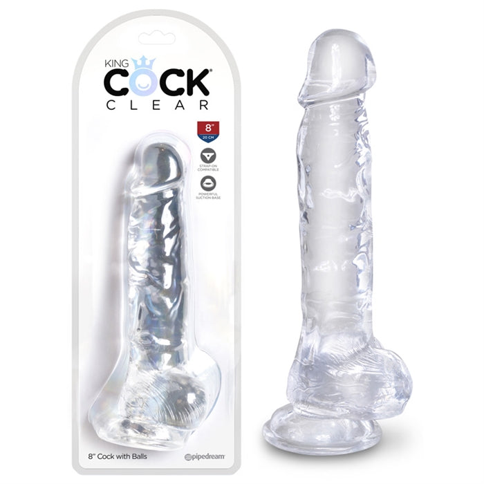 King Cock Clear 8" Cock with Balls - Boutique Toi Et Moi