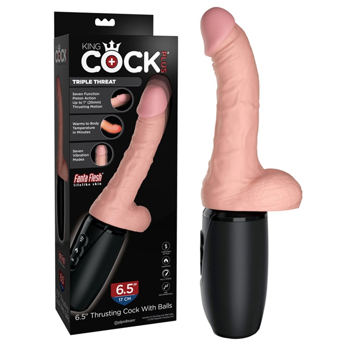 King Cock Plus 6.5" Thrusting cock / balls Light - Boutique Toi Et Moi