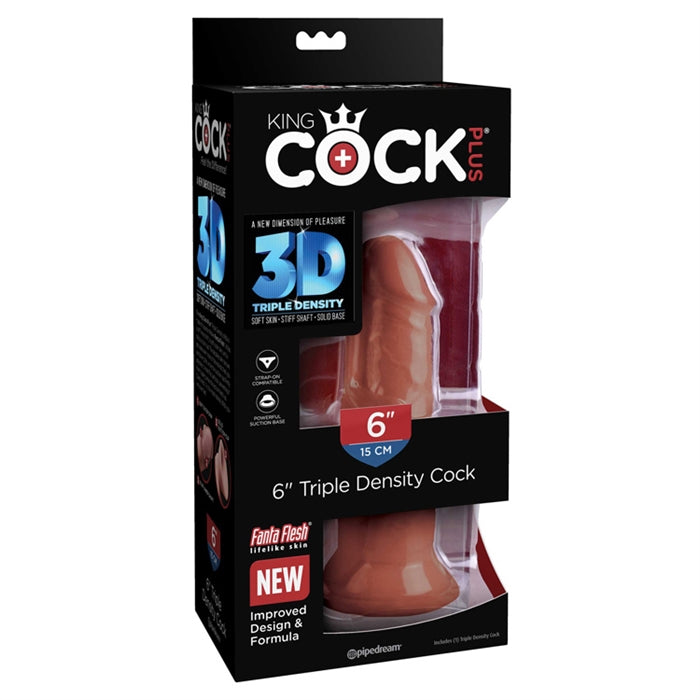 King Cock Plus 6" Triple Density Cock - Flesh or Brown - Boutique Toi Et Moi