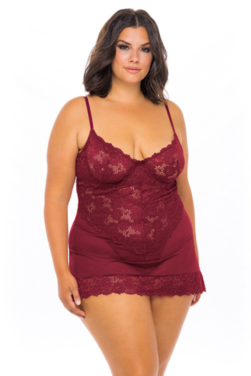 Curve Page Underwire All Over Lace Babydoll - Boutique Toi Et Moi